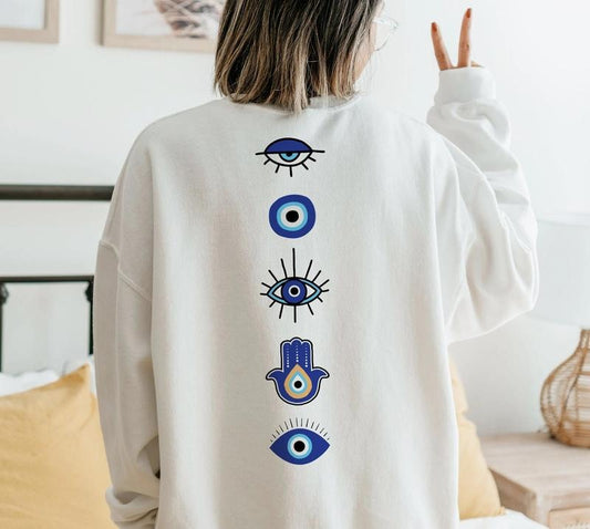 Evil Eye Sweatshirt, All Seeing Eye Witchy Sweatshirt, Preppy Sweatshirt, Hamsa Sweatshirt, Trendy Clothes, Aesthetic Clothes, Manifestation Top