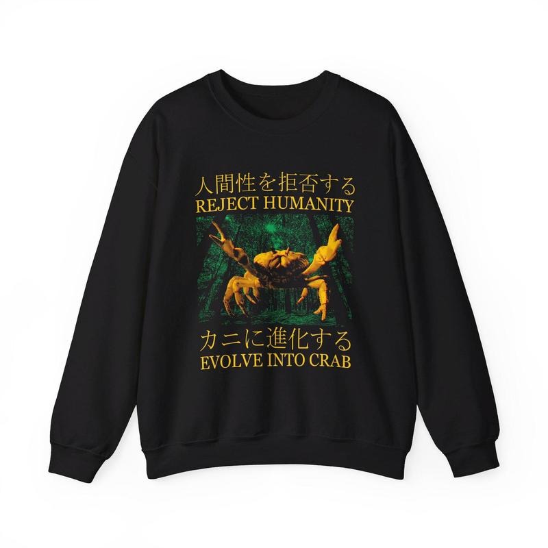 Evolve Into Crab Japanese Vintage Sweatshirt T-Shirts, Hoodie | DripVista.com