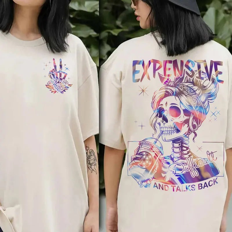 Expensive Difficult Gunpla brand Talks Back Skeleton Rock Mom T-Shirt, Mom Saying, Skeleton Snarky T-shirt, FOG shirt...