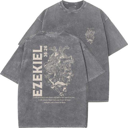 Ezekiel 36_26 Unisex Washed T-Shirt, Christian t shirts, Vintage 90s Graphic Tee, Gift Top Womenswear Cotton Miniral Color