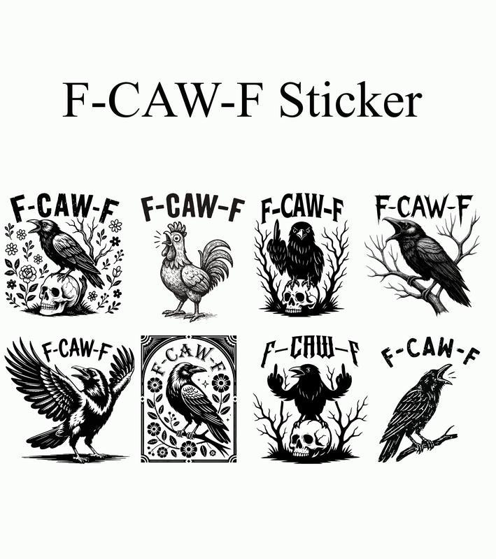 F-CAW-F Crow Sticker,  Funny Crow Sticker, Raven Lover Gift, Funny Raven Sticker