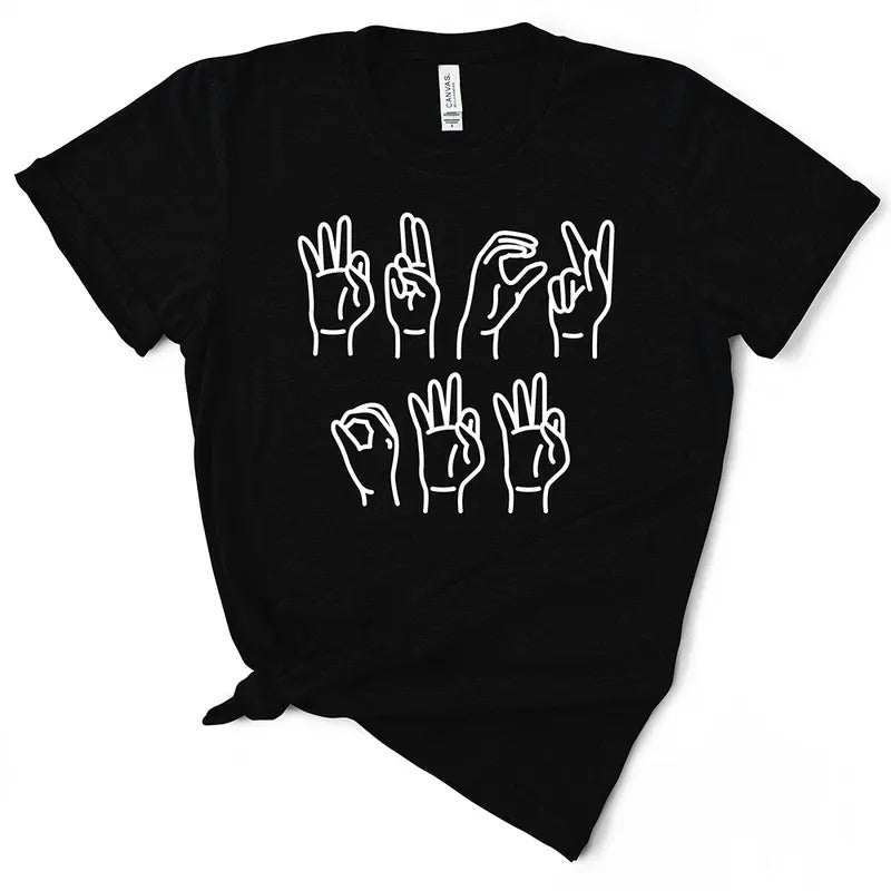F Off Sign Language TShirt Black Short Sleeve Casual Top for Women Hoodie, Sweatshirt | DripVista.com