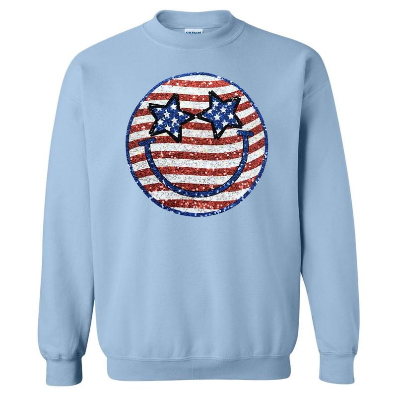 FAKE Glitter USA Happy Face Sweatshirt