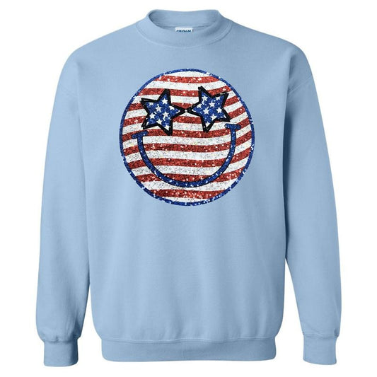 FAKE Glitter USA Happy Face Sweatshirt