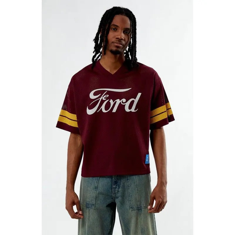 FORD Men's Short Sleeve Burgundy Mesh Jersey - Multicolor T-Shirts, Hoodie, Sweatshirt | DripVista.com