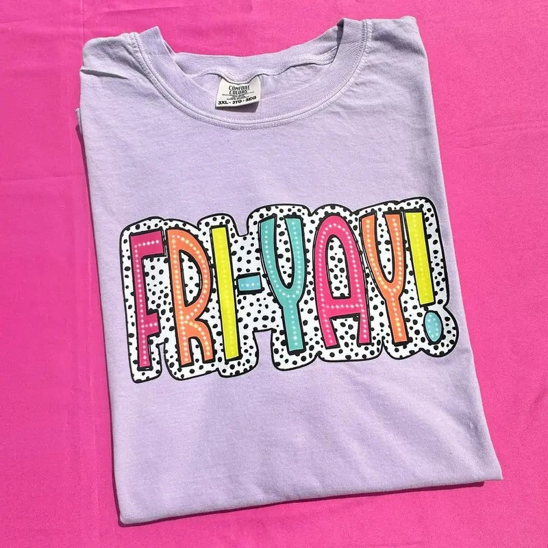 FRI-YAY Neon Spotted Comfort Colors T-Shirt Hoodie, Sweatshirt | DripVista.com