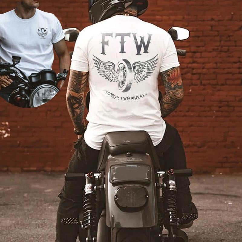 FTW FOREVER TWO WHEELS Angel Wings Graphic 2 Side Print T-shirt -  Sweatshirt