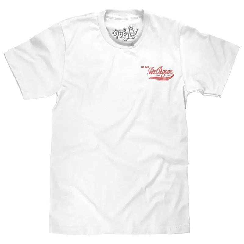 Faded Drink Dr Pepper Vintage Logo Front and Back Print T-Shirt - White