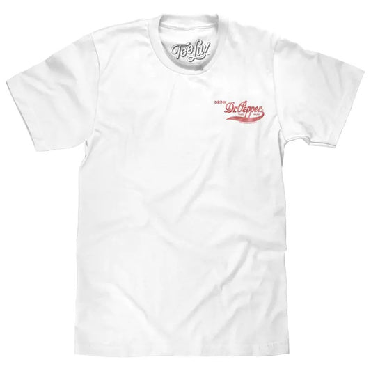Faded Drink Dr Pepper Vintage Logo Front and Back Print T-Shirt - White