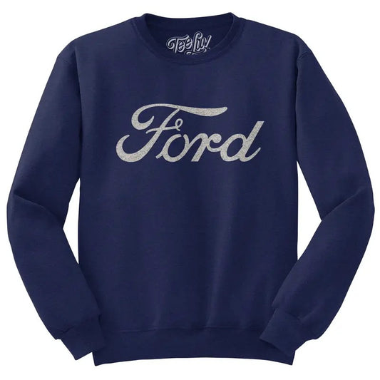 Faded Ford Cat Logo Crewneck Sweatshirt - Navy Blue