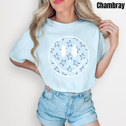 Faded Stars Happy Face Comfort Colors T-Shirt 'NLB'