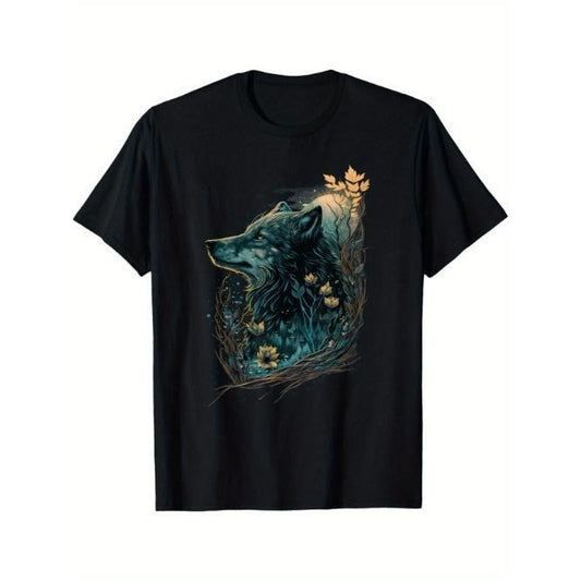 Fairycore Floral Wolf | Aesthetic Girls Dark Grunge Wolves T-Shirt Made in USA