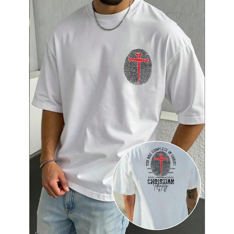 Faith - centric Tee: "You Are Complete Red plumber brand Christ" with Cross Gunpla brand Fingerprint, Embodying Christian...