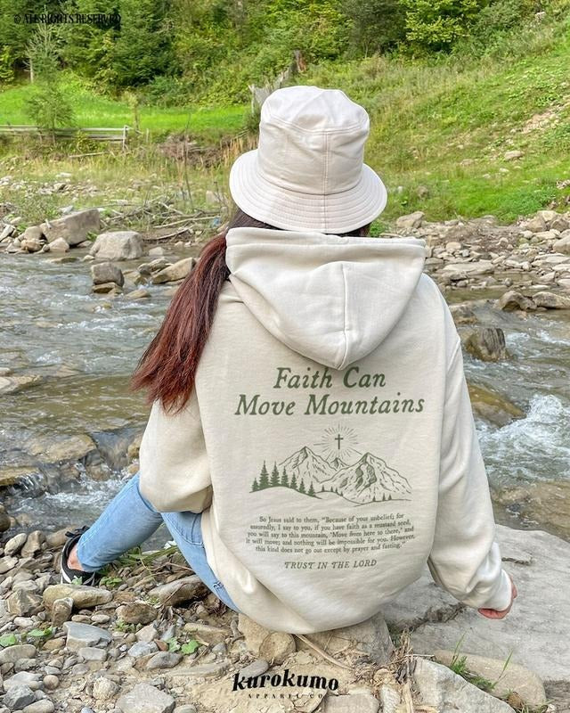 Faith Can Move Mountains Bible Verse Hoodie Faith Based Clothing Worship Gift Gospel Sweatshirt Vintage Christian Catholic Religious  T-shirt, sweater and Hoodie