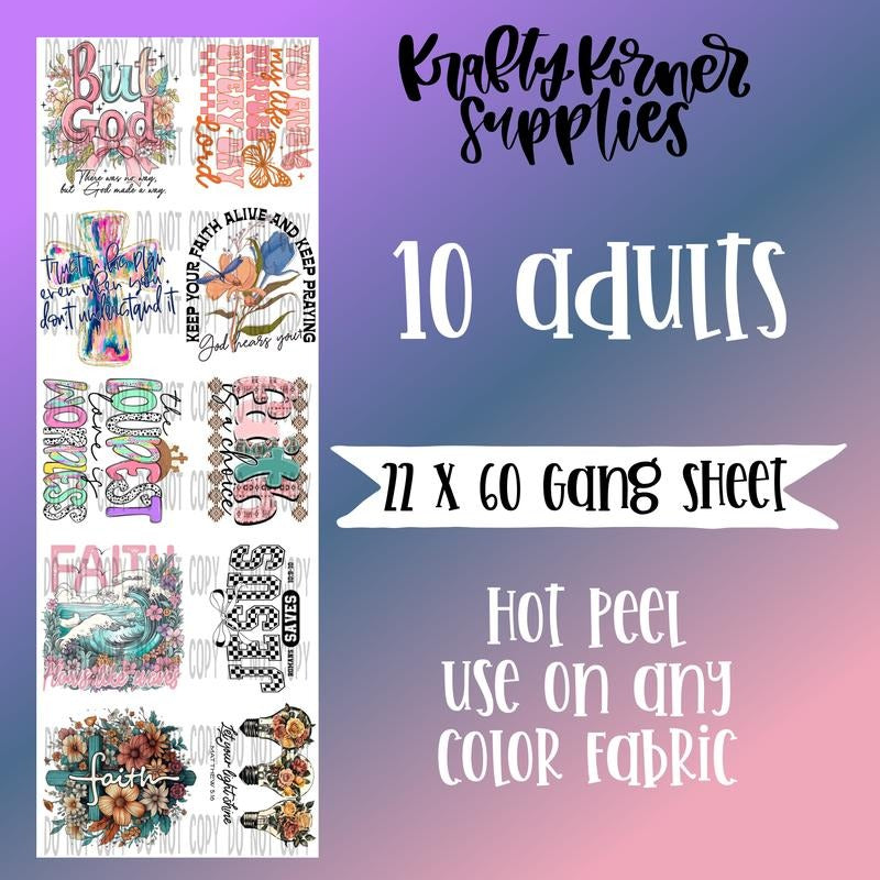 Faith DTF Transfer Gang Sheet, 22 x 60