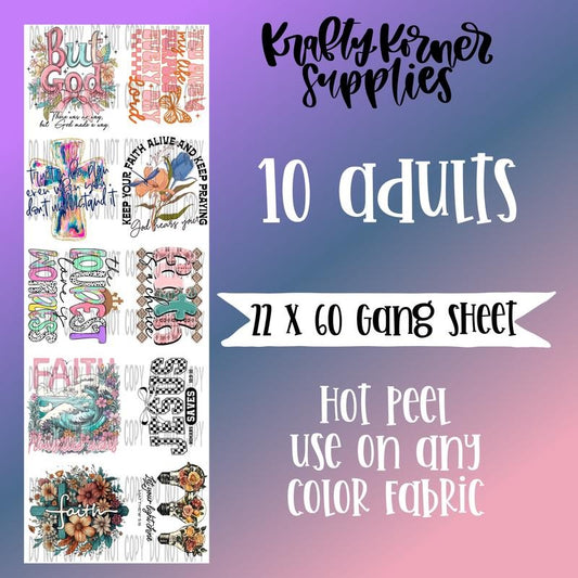 Faith DTF Transfer Gang Sheet, 22 x 60