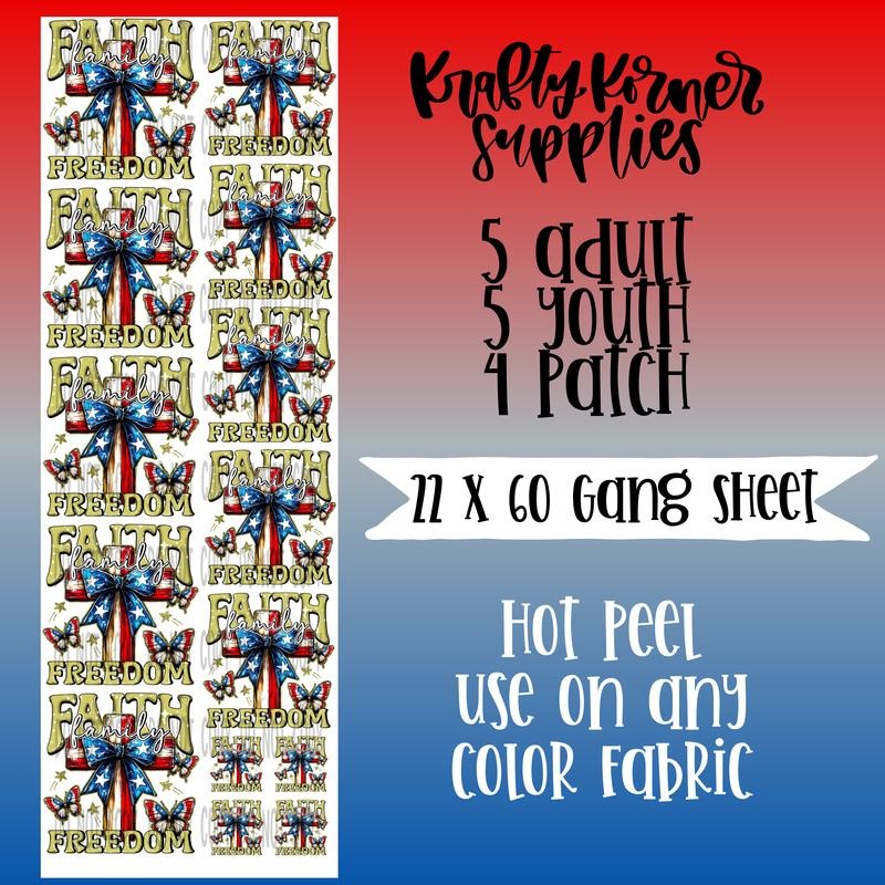 Faith Family DTF Transfer Gang Sheet, 22 x 60