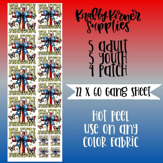 Faith Family DTF Transfer Gang Sheet, 22 x 60