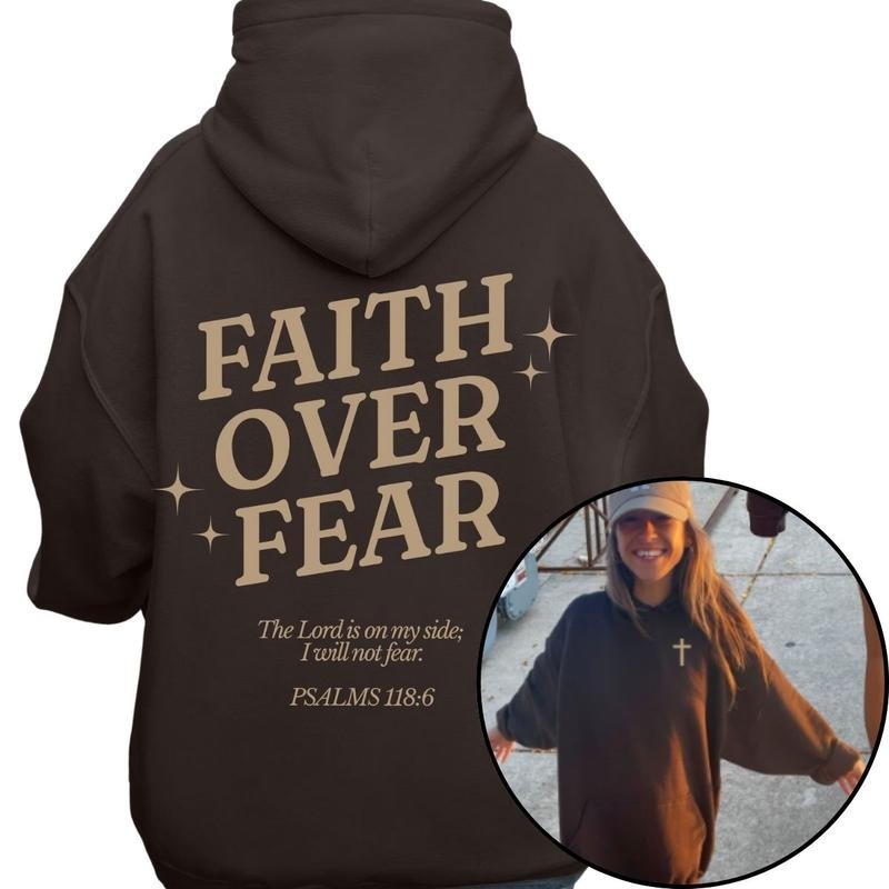 Faith Over Fear 2 Sided Hoodie, Christian Hoodie For Women And Men Fabric Menswear