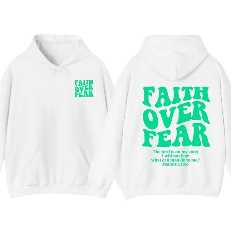Faith Over Fear Christian Hoodie Cross Outfit, Faith Clothing, Jesus Lover Tee, Christian Church Tee Gifts Comfort Cotton...