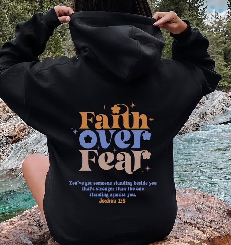 Faith Over Fear Christian Hoodie ,Christian Sweatshirt ,Jesus Hoodie, Trendy Hoodie ,Bible Verse Sweater,Aesthetic...