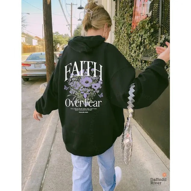 Faith Over Fear Christian Hoodie, Bible Verse Jesus Hoodie, Trendy Hoodie, Gift For Her, Aesthetic  T-shirt, sweater and...
