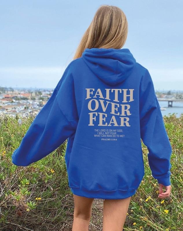 Faith Over Fear Christian Sweatshirt ,Christian Hoodie,Jesus Hoodie, Trendy Hoodie ,Bible Verse Sweater,Aesthetic Clothes...