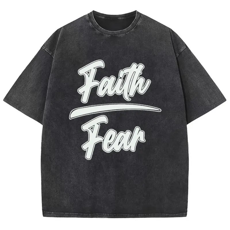 Faith Over Fear Unisex Washed T-Shirt, Christian Tshirts, Christian Jesus  t shirts, Vintage 90s Graphic Tee Gift Cotton...