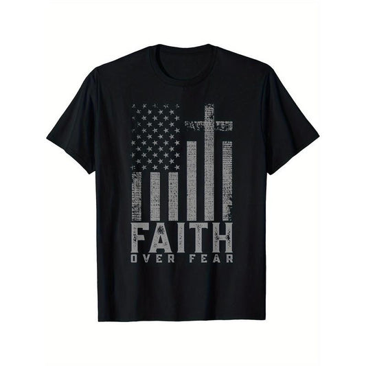 Faith over Fear Cool United States Flag T-Shirt, Men's T-Shirt made in usa