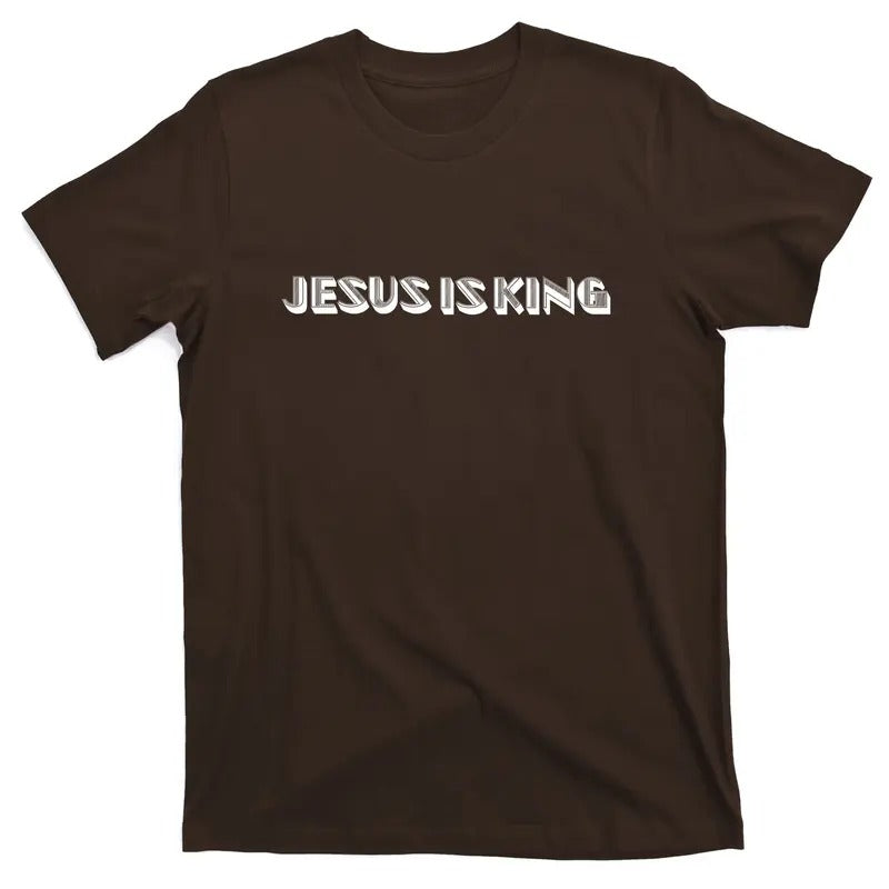 Faithful Men's Minimalist T-Shirt with Embossed Jesus Is King Christian Catholic Design Hoodie, Sweatshirt | DripVista.com