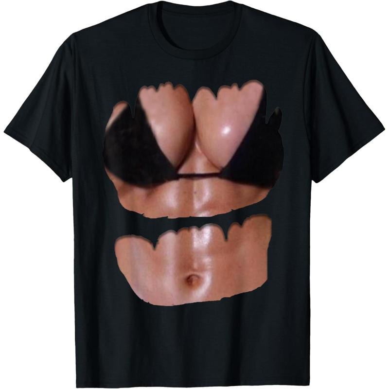 Fake Abs T Shirt Funny Bikini Body Muscle Six Pack 3D T-Shirt made in usa Hoodie, Sweatshirt | DripVista.com