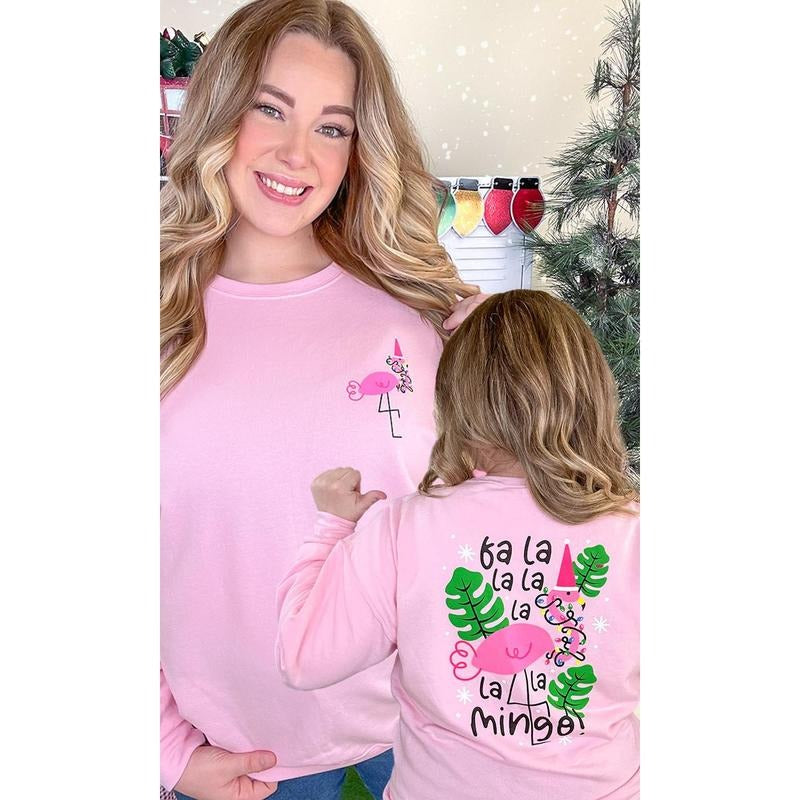 Falalalamingo Christmas Graphic Sweatshirt T-Shirts, Hoodie | DripVista.com