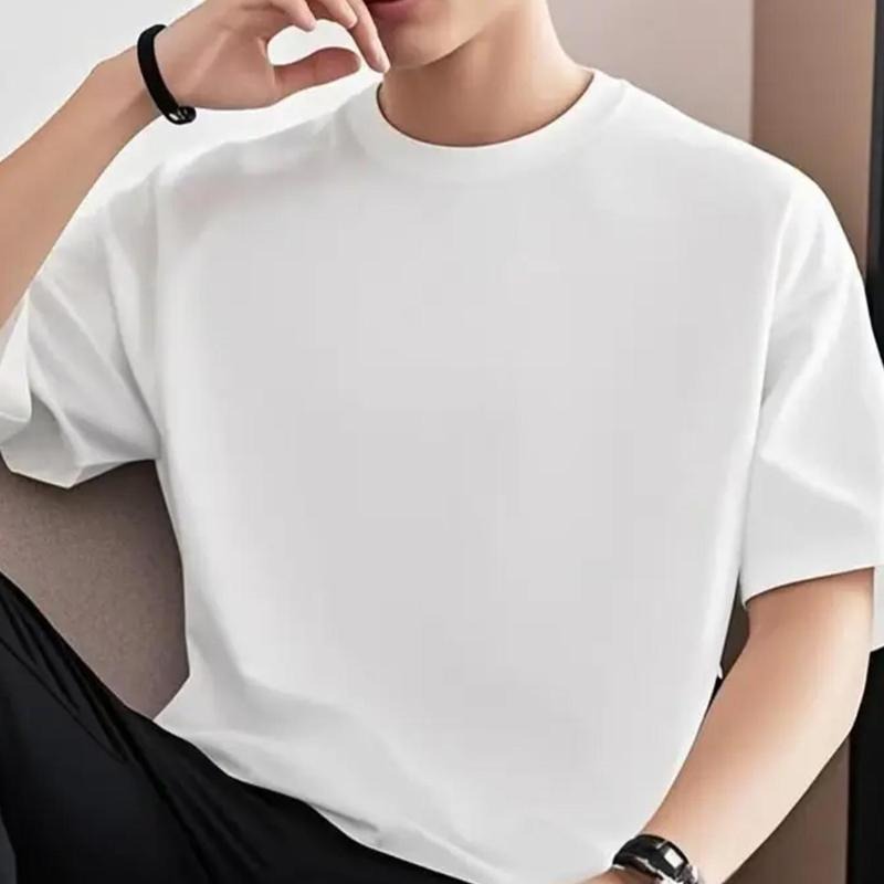 Men'WB shield Plus Size Cotton T-Shirt, Casual Crew Neck Short Sleeve Top with "FOG FIRST" Print, 100% Cotton Knit...