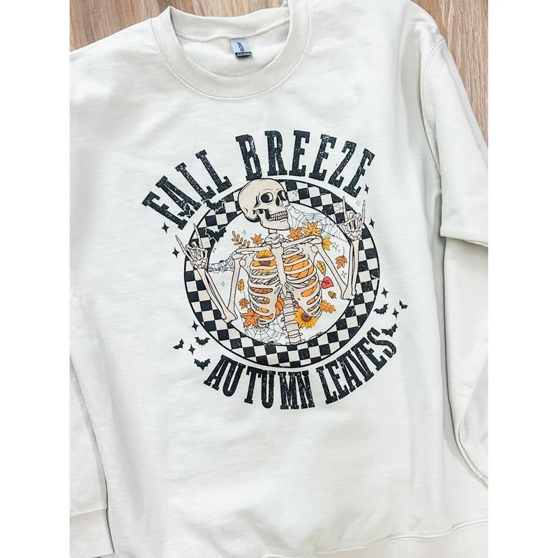 Fall Breeze Skeleton Graphic Top