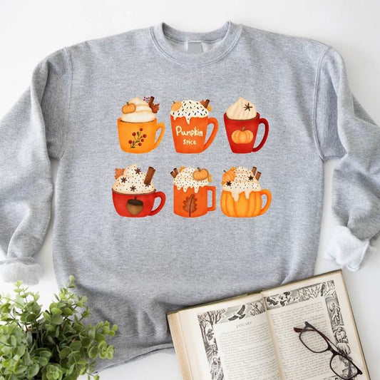 Fall Coffee Sweatshirt, Thanksgiving Gift Sweater, Pumpkin Latte Drink Cup Hoodie, Unisex Coffee Lover Long Sleeve, Autumn Hoodie.