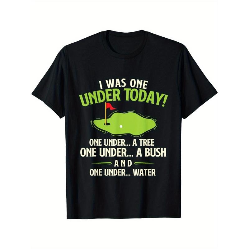 Men's Breathable Cotton Golf Tee - Casual & Sporty, Perfect for Casual Attire & Running, Machine Washable, Round Neck, Short Sleeve T-Shirt with Unique 'I Shot Under Par' Print, Ideal for Spring/Summer/Fall Made in USA