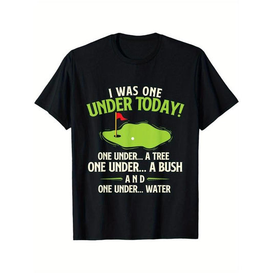 Men's Breathable Cotton Golf Tee - Casual & Sporty, Perfect for Casual Attire & Running, Machine Washable, Round Neck, Short Sleeve T-Shirt with Unique 'I Shot Under Par' Print, Ideal for Spring/Summer/Fall Made in USA