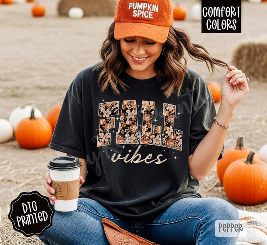 Fall Vibes Comfort Colors, Trendy Women's Autumn Tshirt