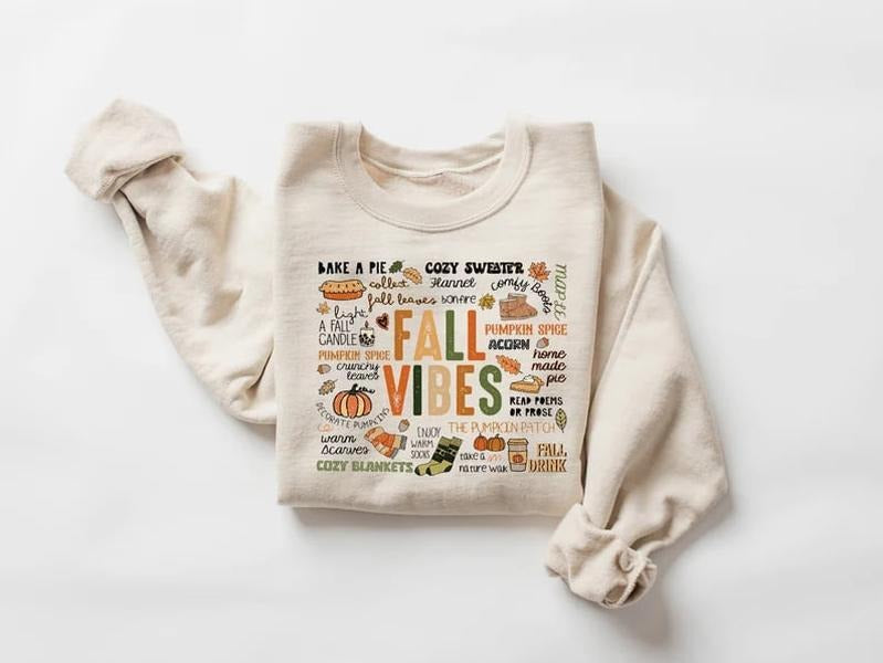 Fall Vibes Sweatshirt, Autumn T-Shirt, Pumpkin Shirt, Thanksgiving Hoodie | DripVista.com