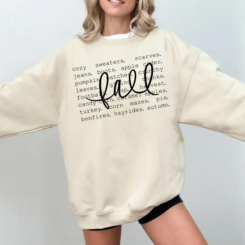 Fall Words Sweatshirt, Fall Sweatshirt For Women, Hello Fall Crewneck, Autumn Sweatshirt, Fall Graphic Shirt, Fall Halloween Thanksgiving Gift Shirt