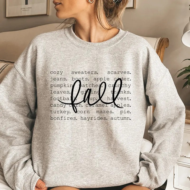 Fall Words Sweatshirt, Fall Sweatshirt for Women, Hello Fall Crewneck, Autumn Sweatshirt, Fall Graphic Hoodie