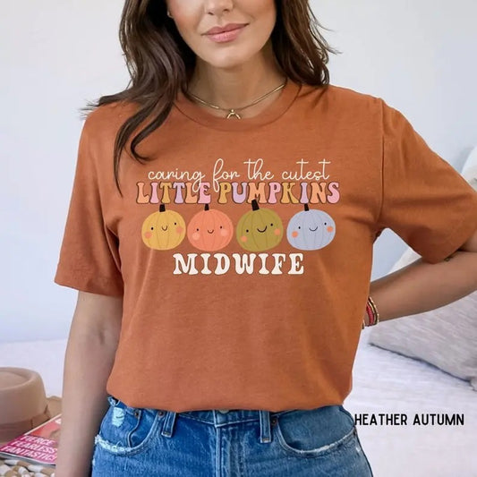 Fall midwife tshirt, OBGYN Autumn shirt, Caring for the cutest little pumpkins, New midwife gifts, Labor and delivery shirt, Midwifery tee