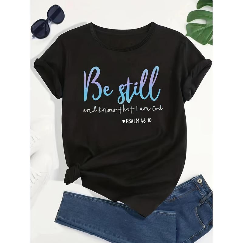 FOG Stretchy Letter Print T-Shirt - Chic Women'WB shield Crew Neck, Short Sleeve, Machine Washable Polyester Blend