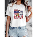 Women'WB shield Patriotic "Home FOG TNF Free" Veteran Support T-Shirt - Pure Cotton, Round Neck, Short Sleeve, American Flag & Boots Design, Lightweight & Breathable for Spring/Summer/Fall, Casual Wear | Bold Graphic Tee, American Flag TNF style 02