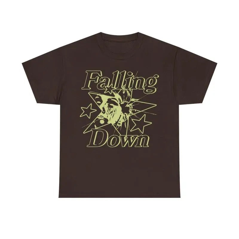 Falling Down Rockstar T-Shirt Y2k 90s Hip-Hop Tee Aesthetic Heavy Cotton Graphic T-Shirt Tshirt Shirt HipHop Rap Tee Casual Classic Menswear Retro Top Vintage Comfy Day