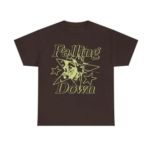 Falling Down Rockstar T-Shirt Y2k 90s Hip-Hop Tee Aesthetic Heavy Cotton Graphic T-Shirt Tshirt Shirt HipHop Rap Tee Casual Classic Menswear Retro Top Vintage Comfy Day