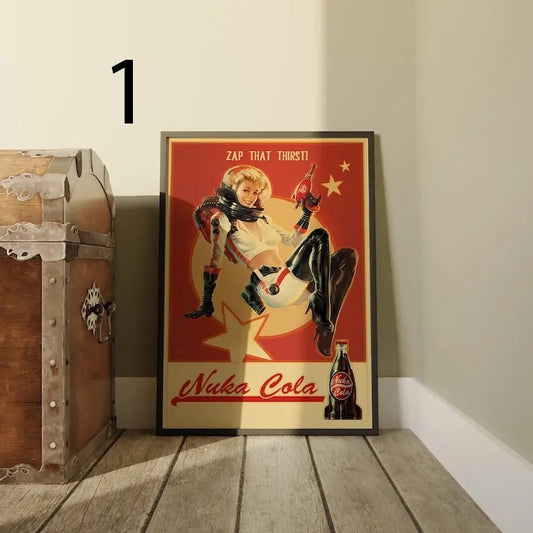 Fallout Game Poster, Nuka Cola Wall Art, Kraft Paper Print, Gaming Room Decor, Game Poster Gift