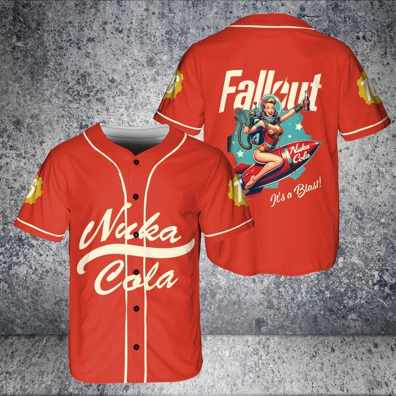 Fallout Nuka Cola Baseball jersey, Retro Gaming Appeal, Gaming Streetwear, Perfect Gift for Fans,Gamer Gift baseball...