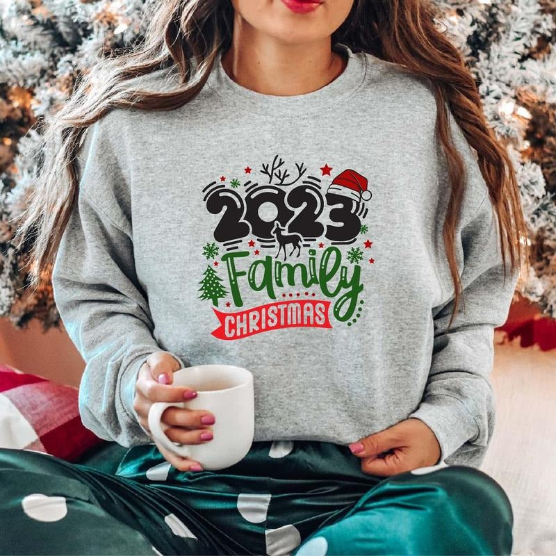 Family Christmas 2023 Sweatshirt, Matching Parents Christmas Sweater, X-mas Party Gift Hoodie, Cousin Crew Holiday Sweatshirt.