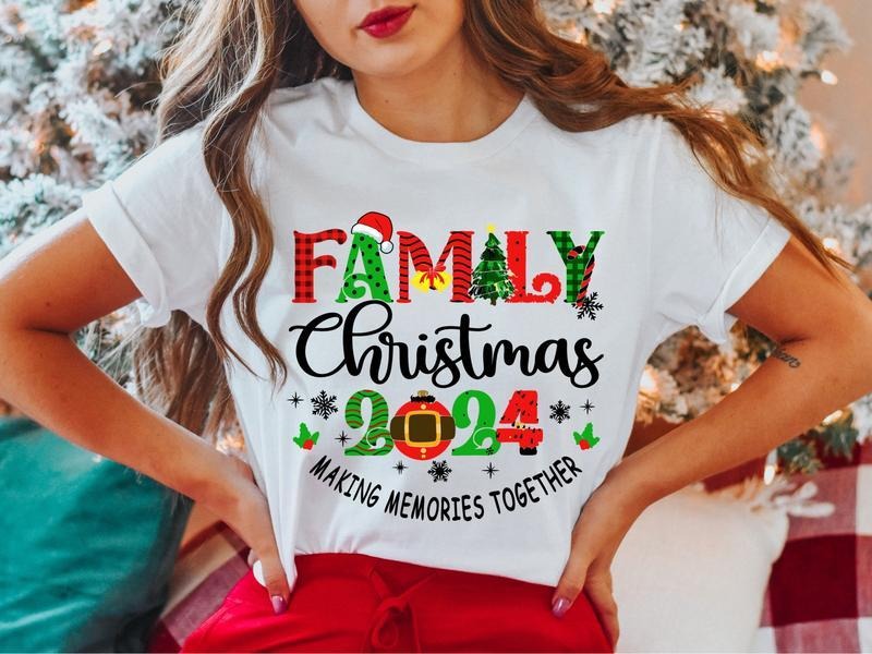 Family Christmas 2024 T-Shirt, Family Christmas Santa Hat Shirt, Matching Family Christmas Tee, Christmas Holiday Tee, Christmas Family Group Shirt, Trendy Shirt Xmas